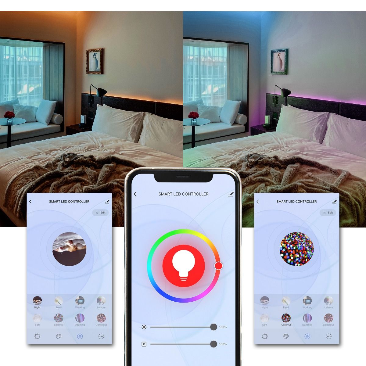 2m IP65 Smart RGB & Warm White LED Strip Lights
