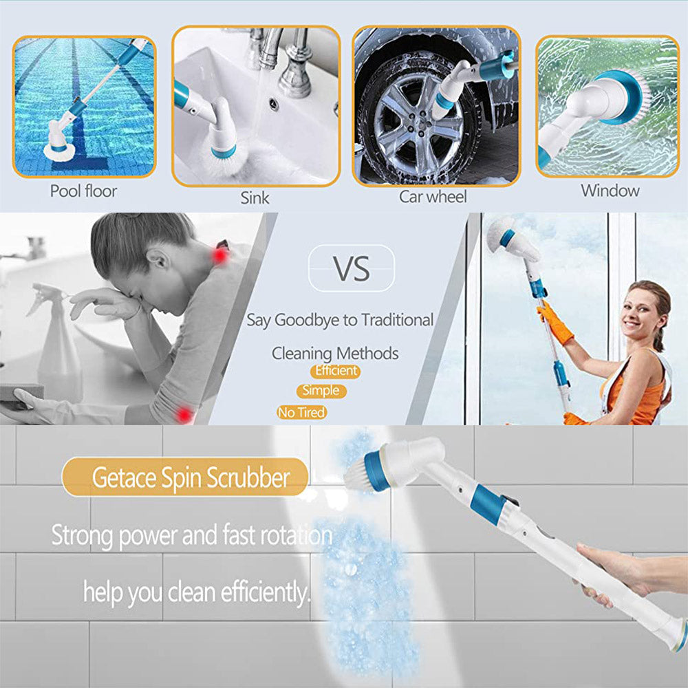 Electric Cordless Spin Scrubber Super Power Scrubber Turbo Scrub Clean Brush