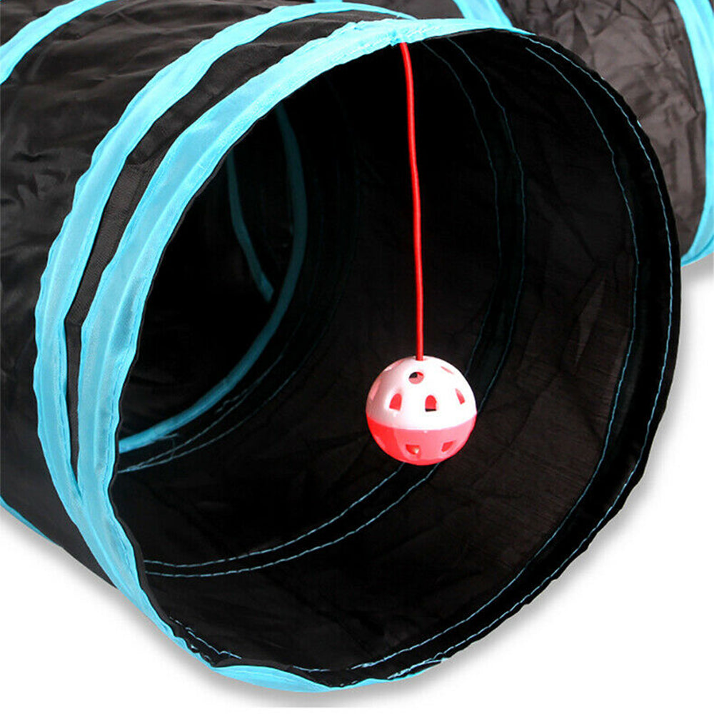 Pet Cat Kitten Puppy 4-Way Tunnel Play Toy Foldable Funny Exercise Tunnel Rabbit