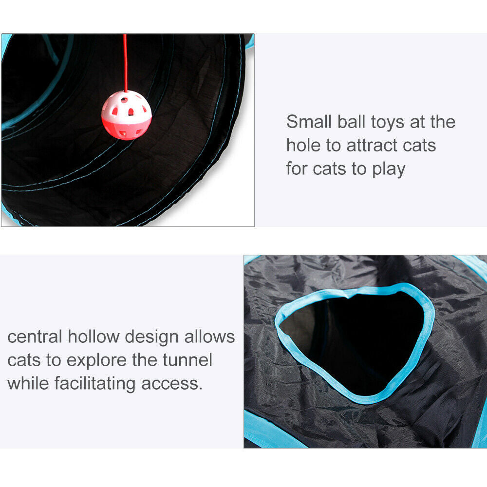 Pet Cat Kitten Puppy 4-Way Tunnel Play Toy Foldable Funny Exercise Tunnel Rabbit