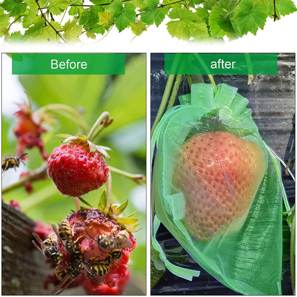 100PCS 20x30cm Fruit Net Bags Agriculture Garden Vegetable Protection Mesh Insect Proof