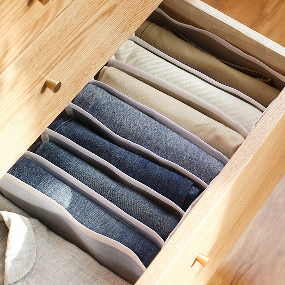 2PCS 7 Grids Mesh Foldable Clothes Storage Jeans Pants Organiser Clothes Organiser 36X25X20CM