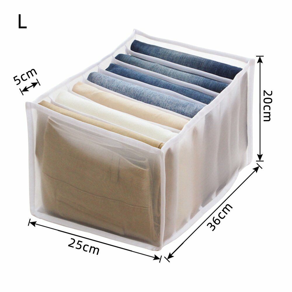 2PCS 7 Grids Mesh Foldable Clothes Storage Jeans Pants Organiser Clothes Organiser 36X25X20CM