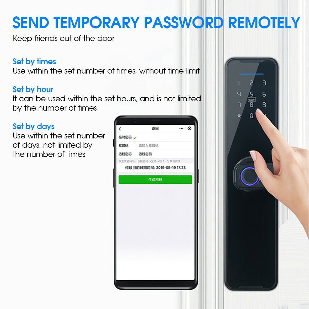 Home WIFI Smart Door Lock Biometric Fingerprint Smart Card Password Key USB