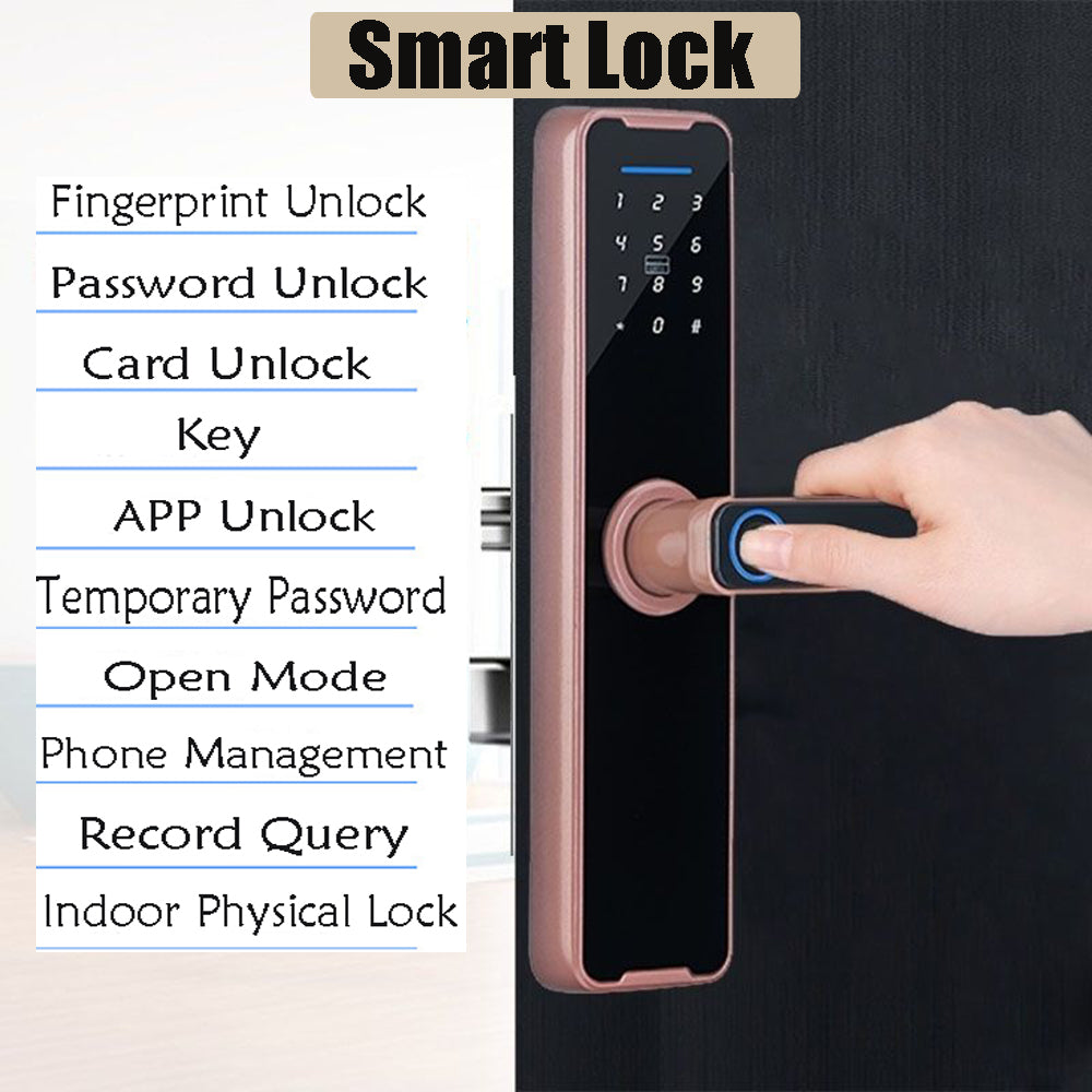 Home WIFI Smart Door Lock Biometric Fingerprint Smart Card Password Key USB