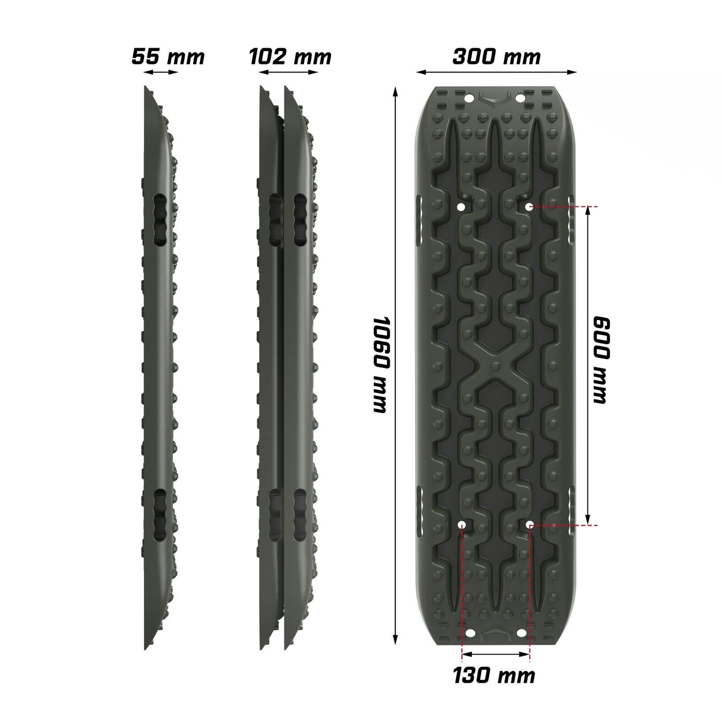 Recovery tracks kit Boards 4WD strap mounting 4x4 Sand Snow Car qrange GEN3.0 6pcs OLIVE