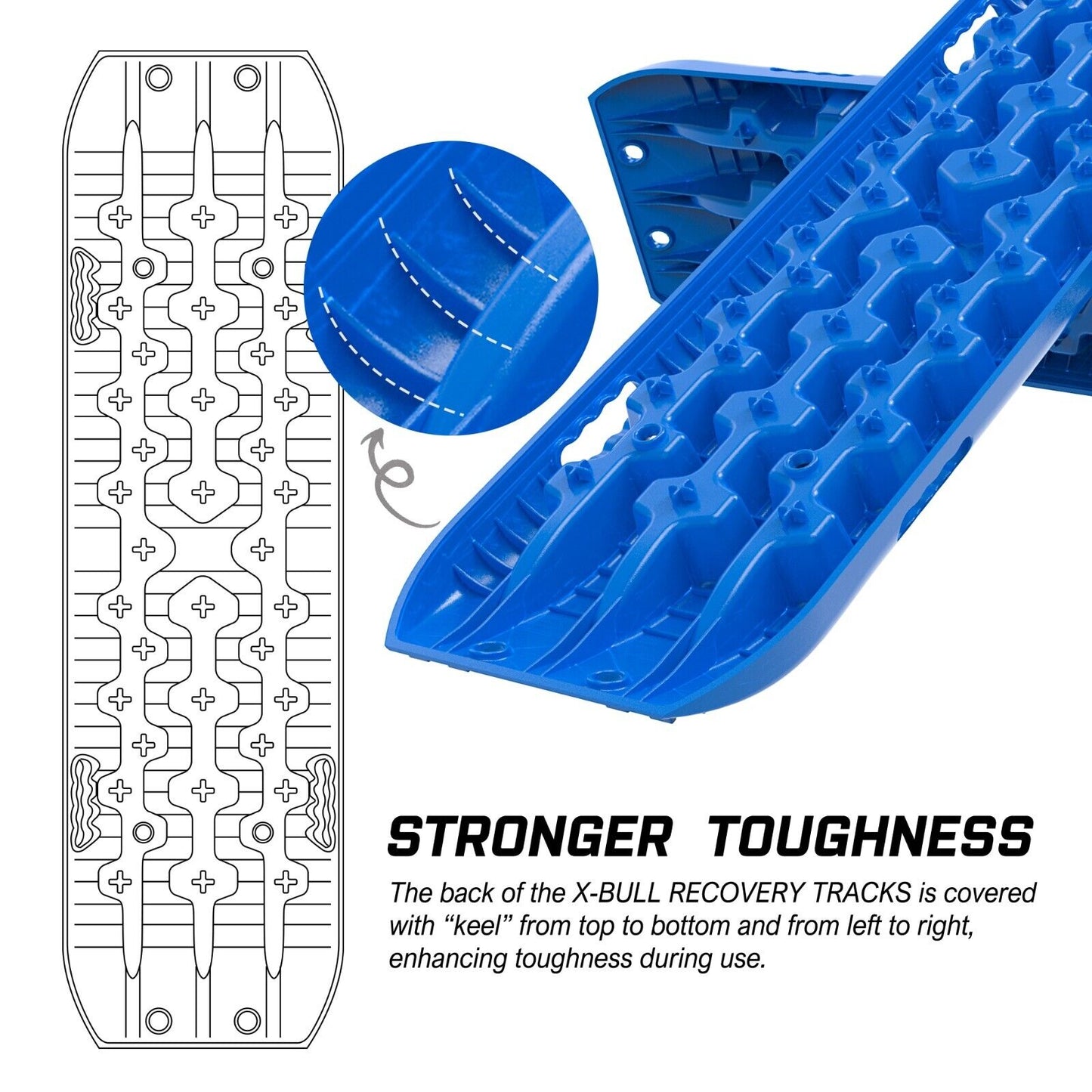 Recovery tracks kit Boards 4WD strap mounting 4x4 Sand Snow Car qrange GEN3.0 6pcs blue