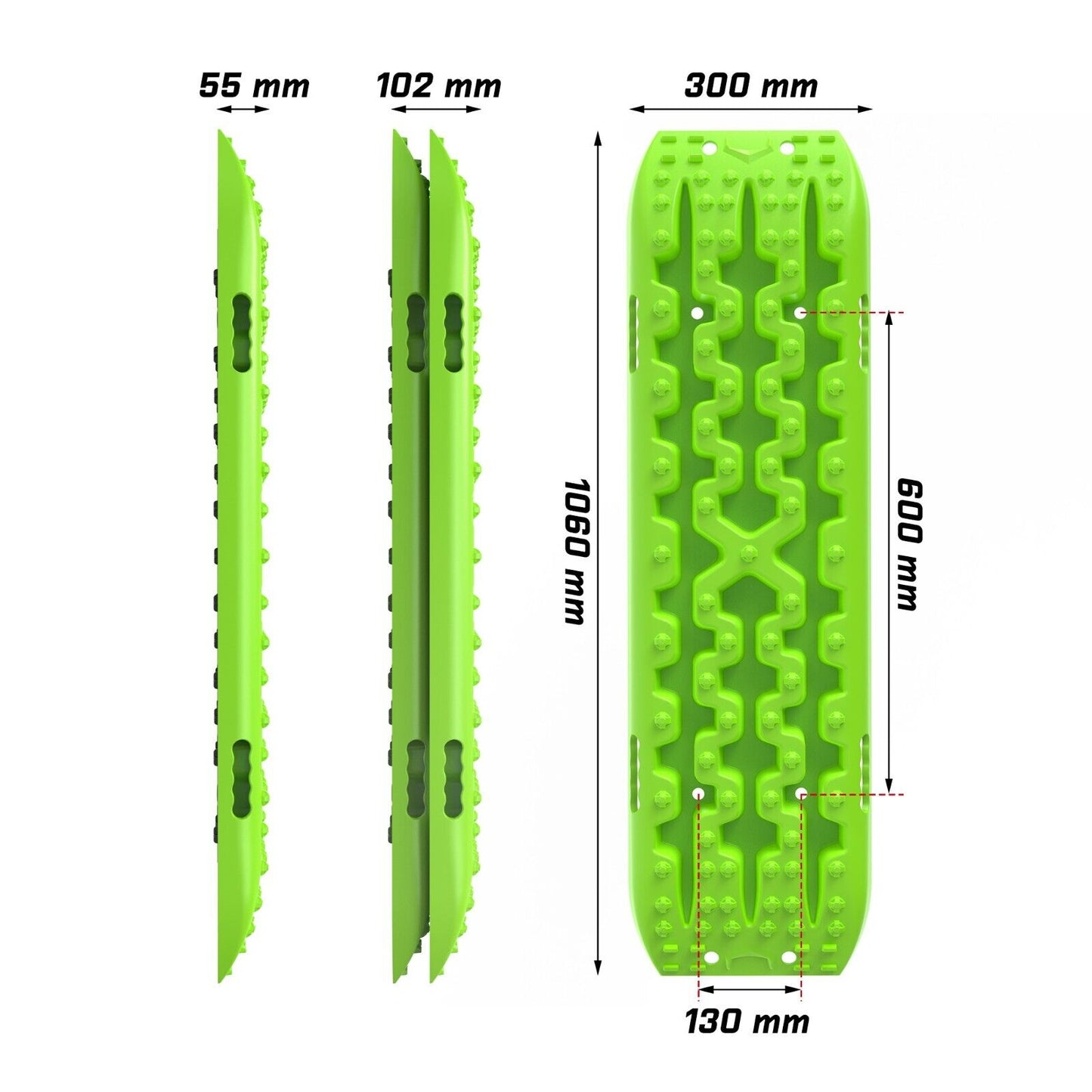 Recovery tracks kit Boards Sand Mud Trucks 6pcs strap mounting 4x4 Sand Snow Car green GEN3.0