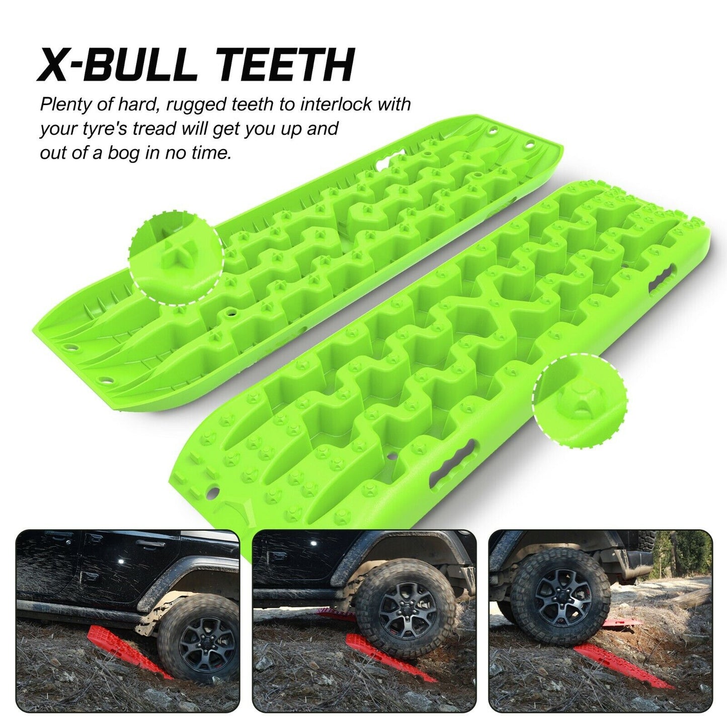 Recovery tracks kit Boards Sand Mud Trucks 6pcs strap mounting 4x4 Sand Snow Car green GEN3.0