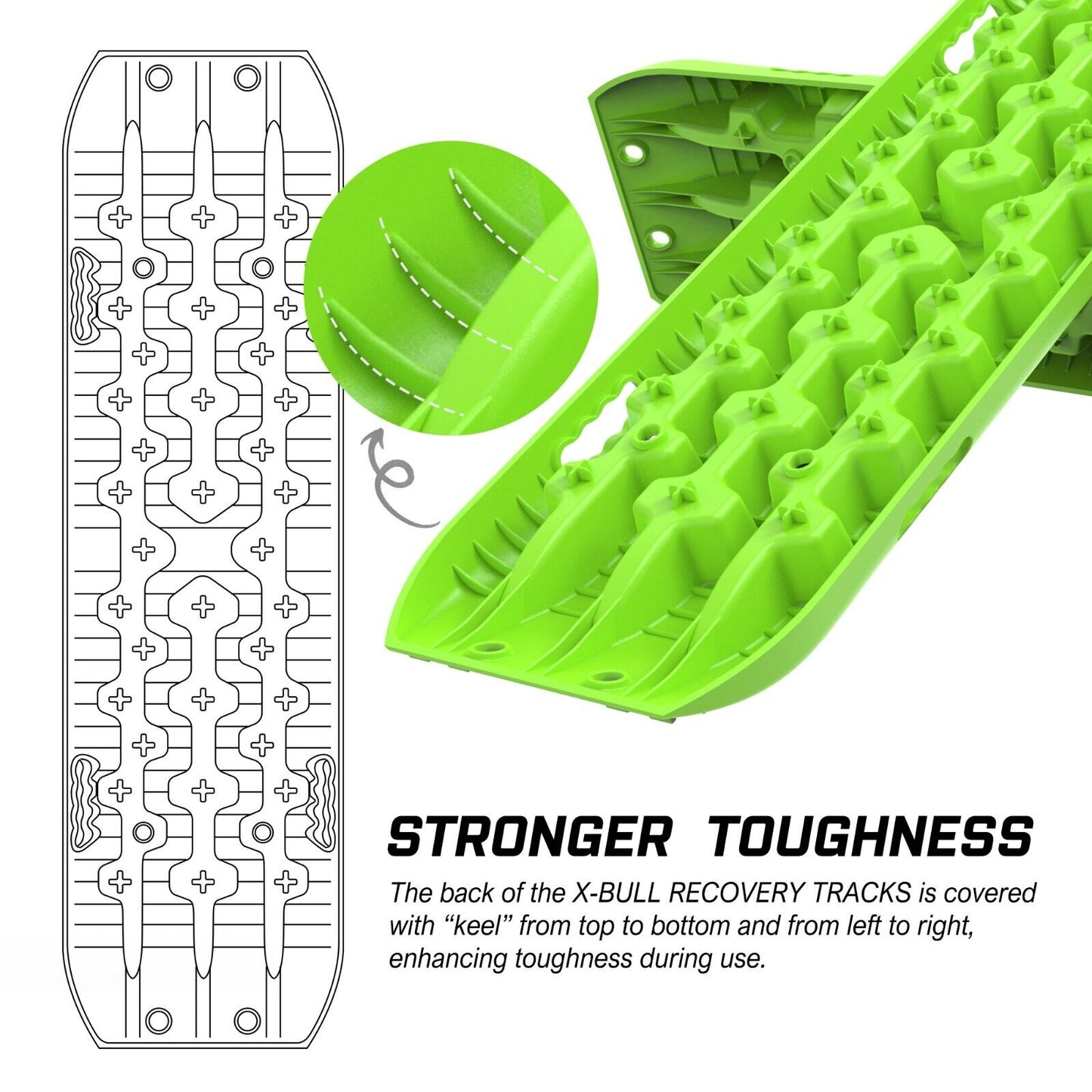 Recovery tracks kit Boards Sand Mud Trucks 6pcs strap mounting 4x4 Sand Snow Car green GEN3.0