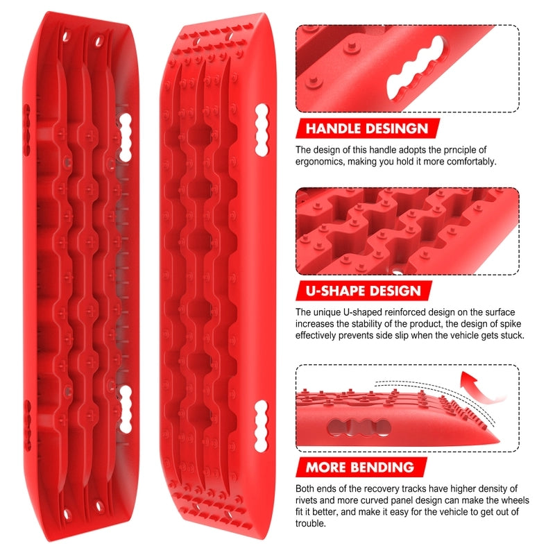 Recovery track Board Traction Sand trucks strap mounting 4x4 Sand Snow Car RED