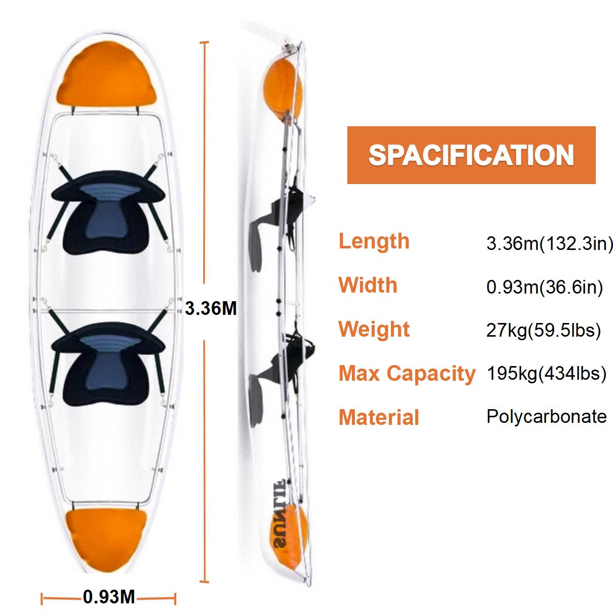 Clear Kayak with Random Colour Paddles