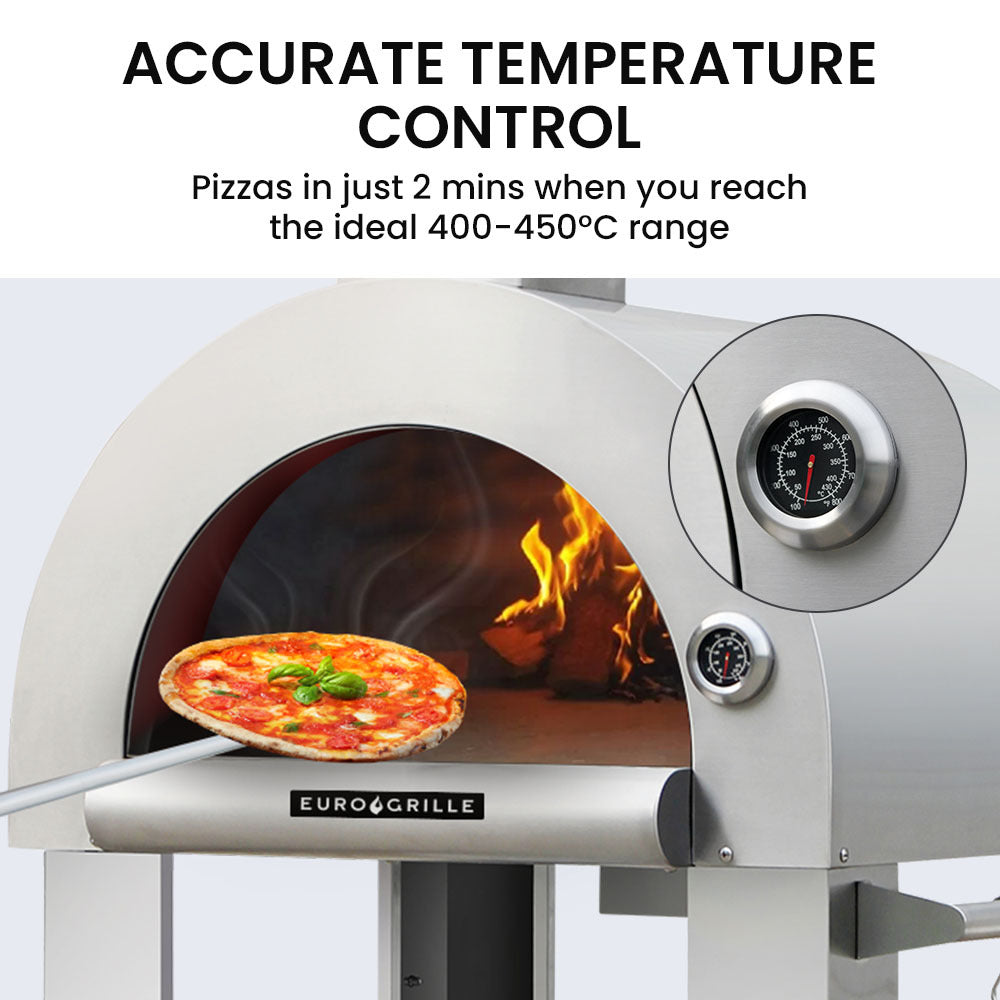 Outdoor Pizza Oven Stainless Steel Portable Pizza Maker Cooker Wood Charcoal Fired