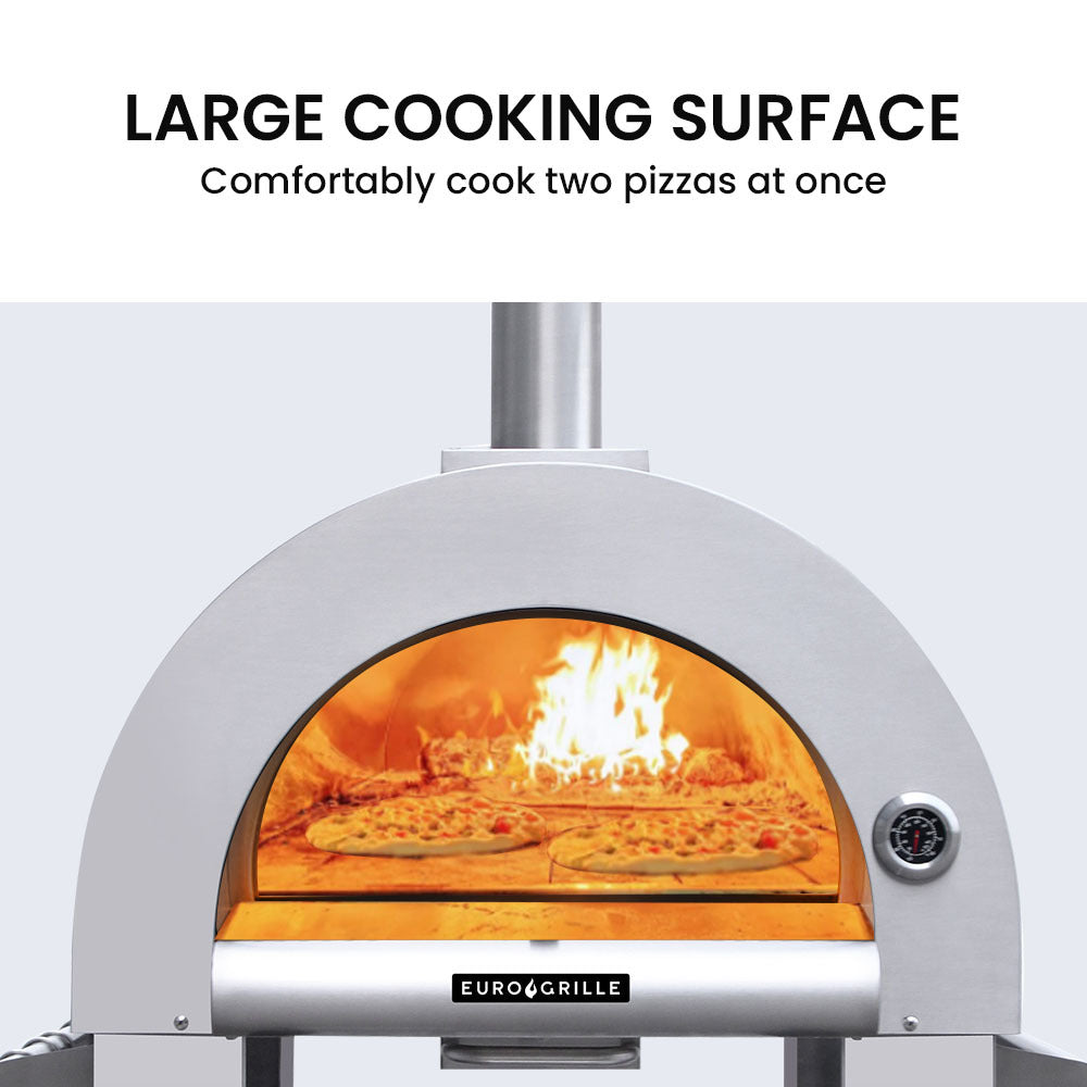 Outdoor Pizza Oven Stainless Steel Portable Pizza Maker Cooker Wood Charcoal Fired