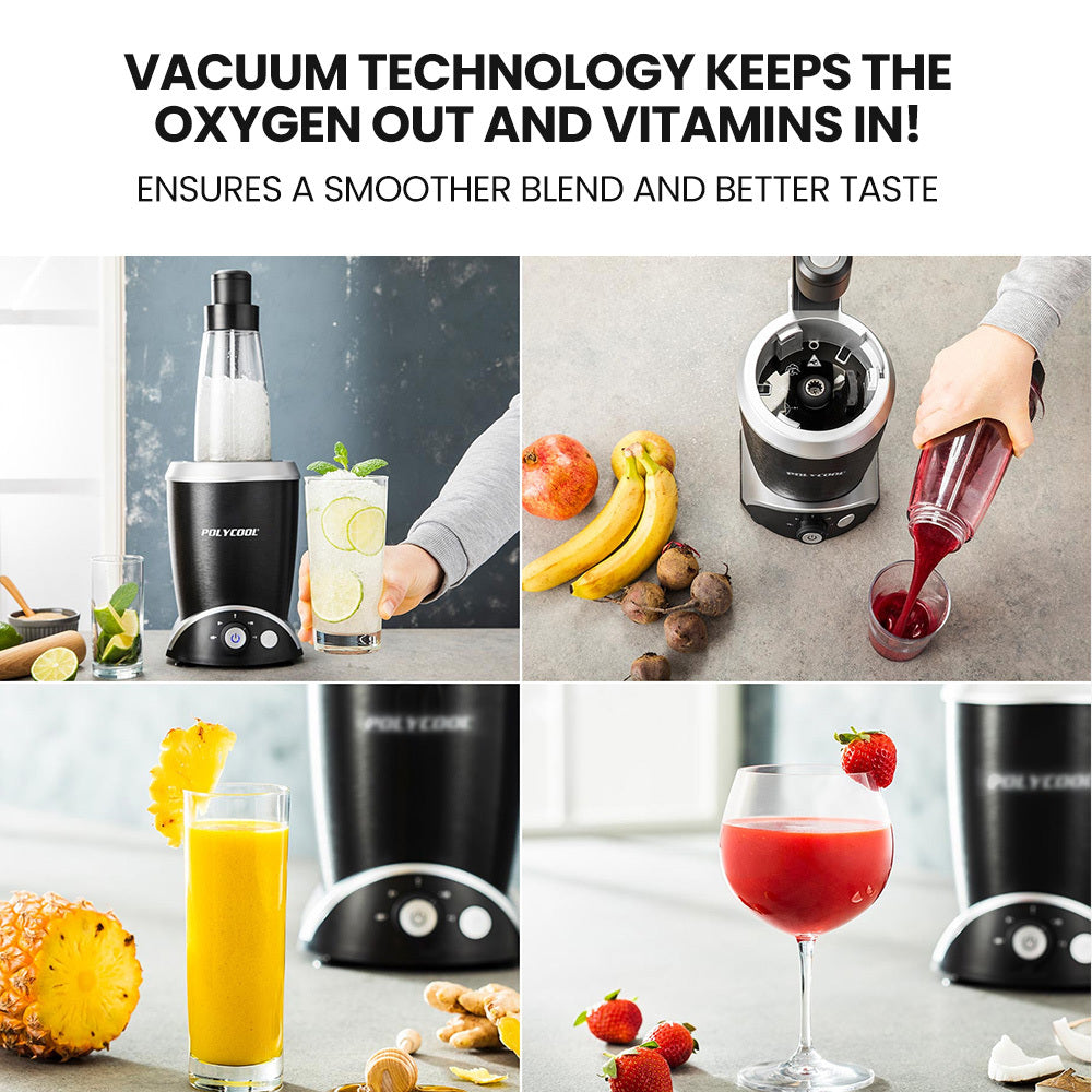 1000W 10in1 Vacuum Blender, 700ml Capacity, With Heating Jug, Grinder Cup, Food Processor