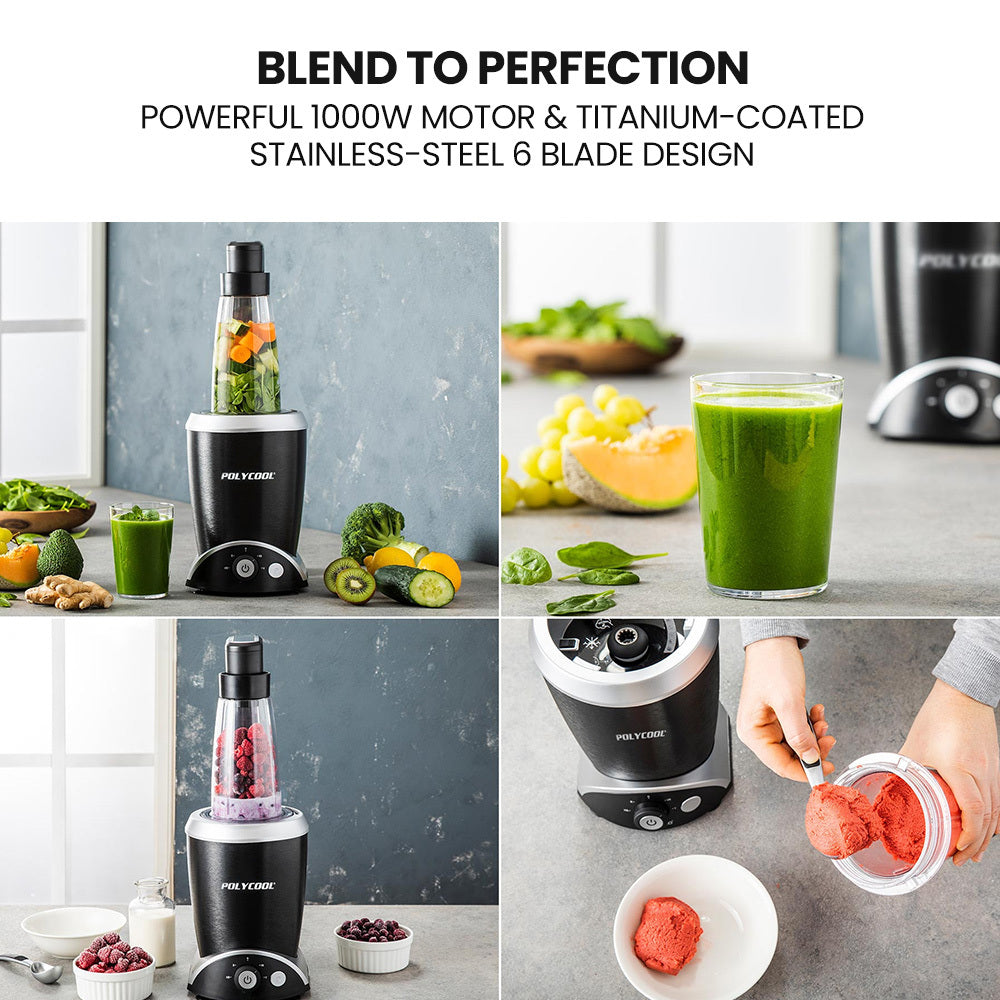 1000W 10in1 Vacuum Blender, 700ml Capacity, With Heating Jug, Grinder Cup, Food Processor