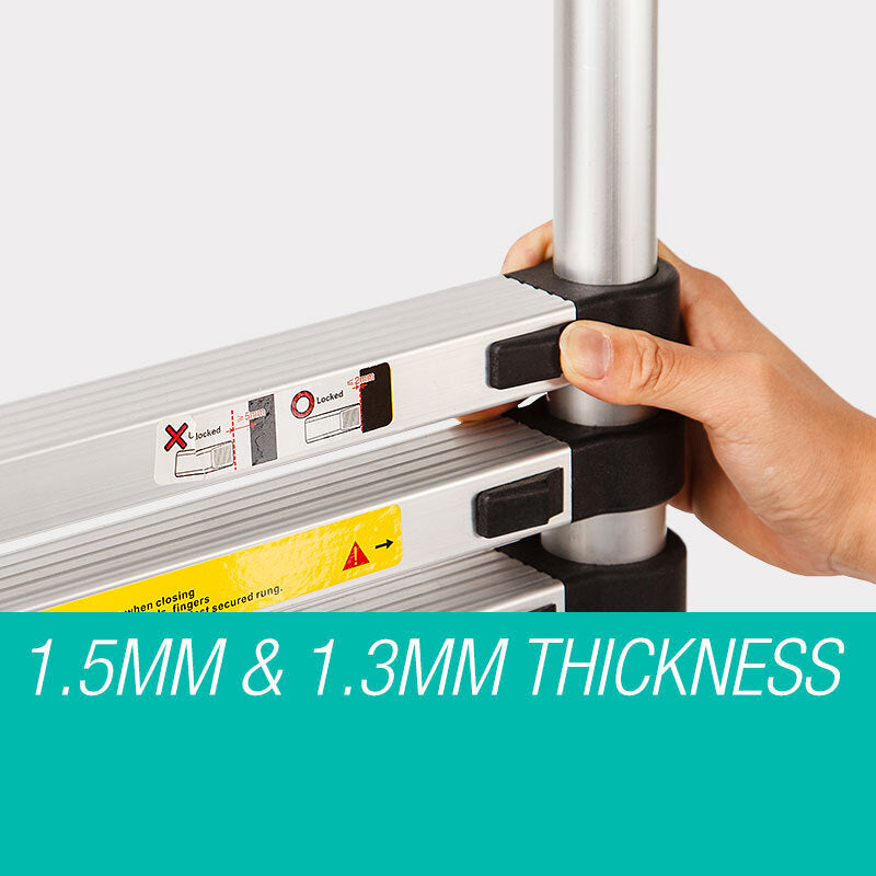 2m Telescopic Aluminium Ladder Alloy Extension Extendable Steps