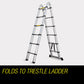 3.8m Multipurpose Telescopic Folding Ladder Aluminium Alloy Extension