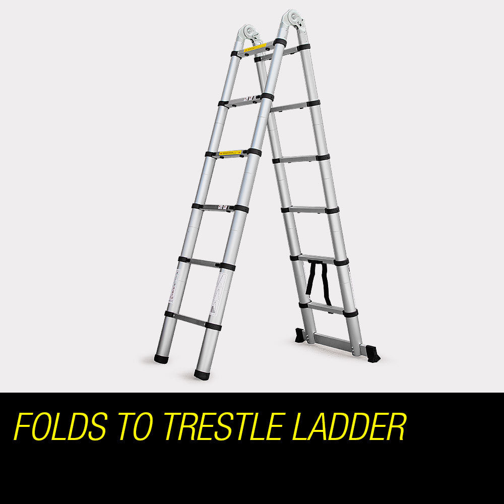 3.8m Multipurpose Telescopic Folding Ladder Aluminium Alloy Extension