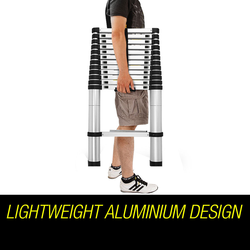 3.8m Telescopic Aluminium Ladder Alloy Extension Extendable Steps Multi Portable