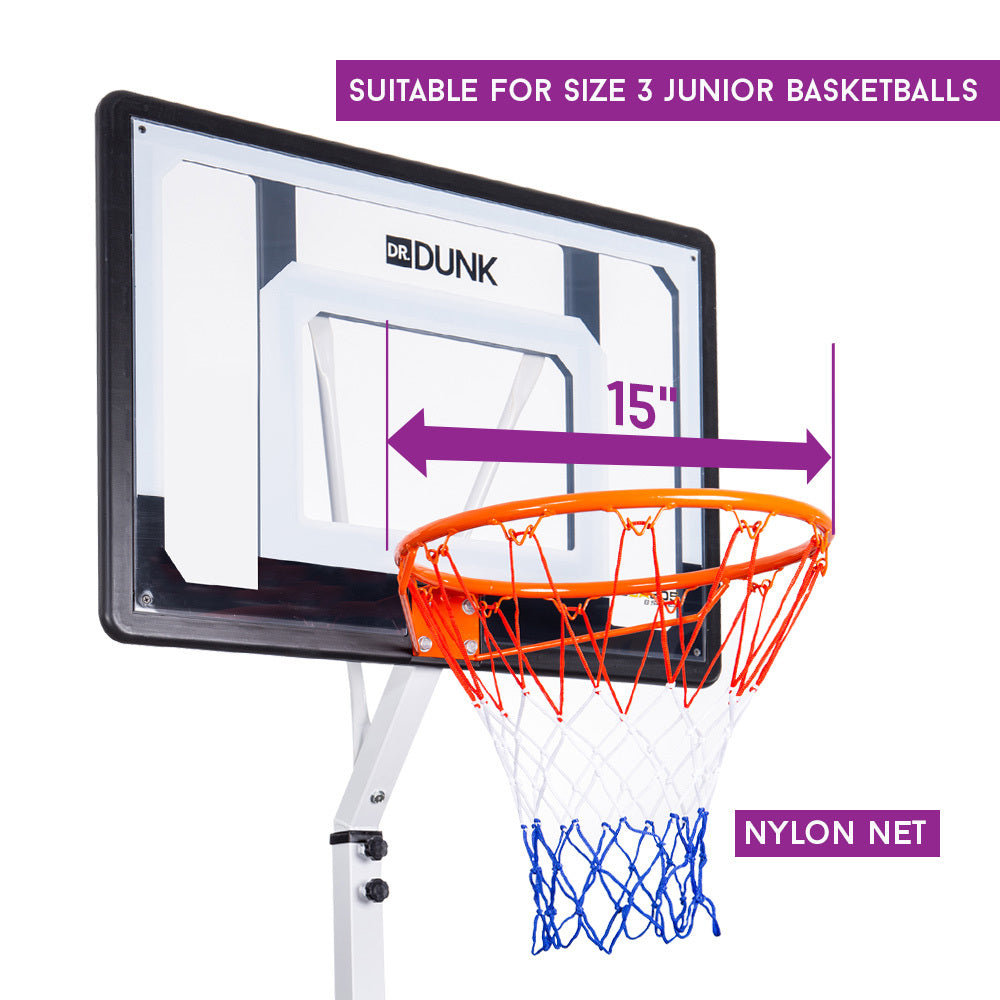 Portable Basketball Hoop Stand System Height Adjustable Net Ring Kids