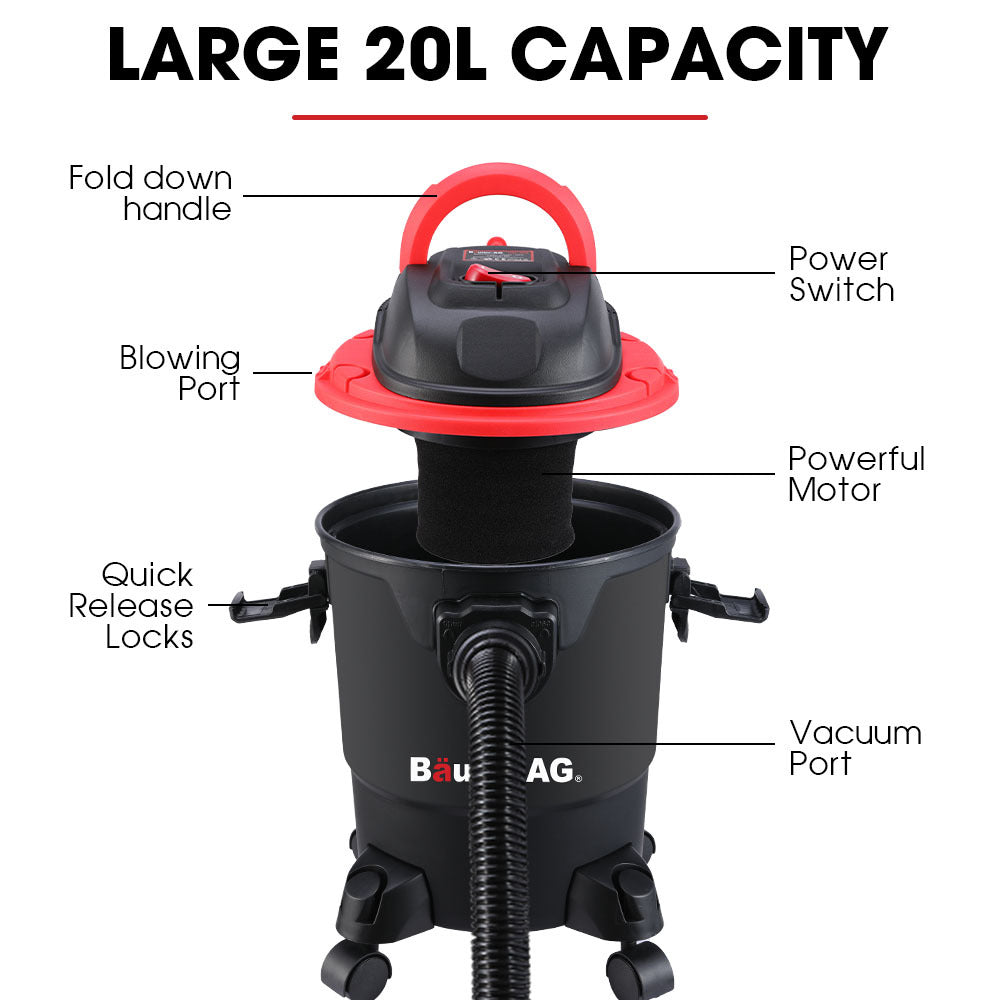 20L 1200W Wet and Dry Vacuum Cleaner, with Blower, for Car, Workshop, Carpet