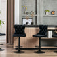 2x Height Adjustable Swivel Bar Stool Velvet Nailhead Barstool with Footrest