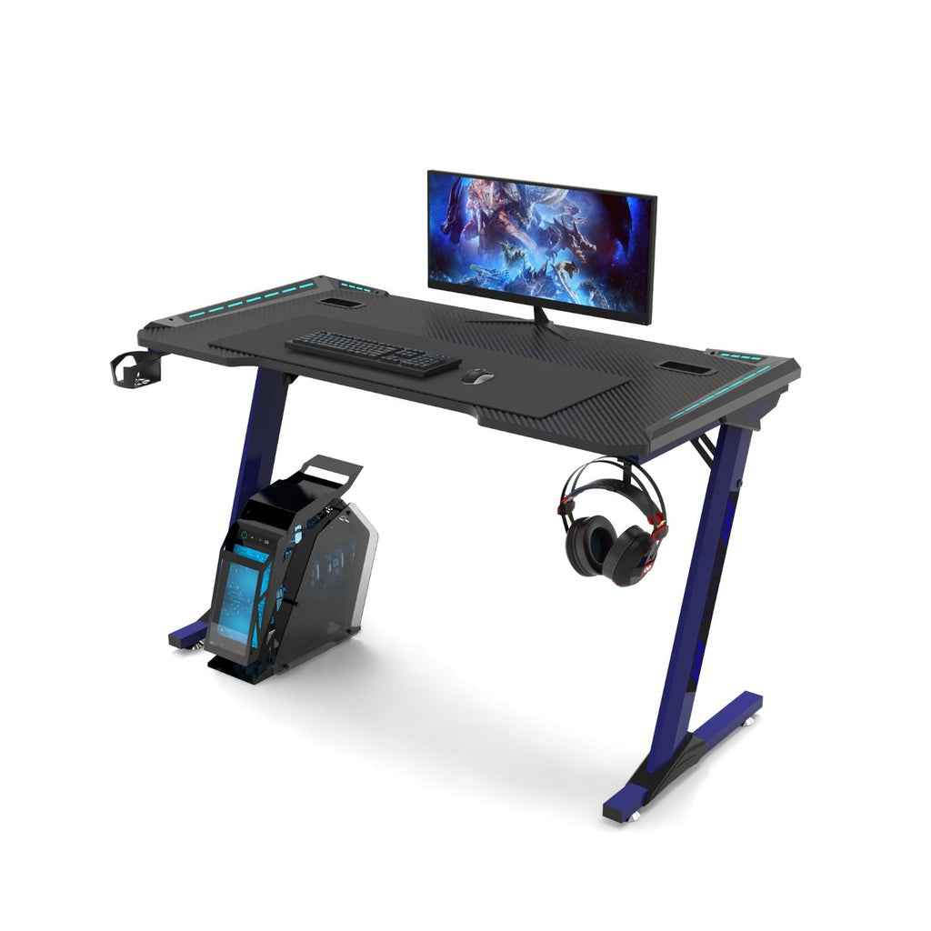 RGB Gaming Desk Z Shape Blue 140cm EK-GD-108-AL