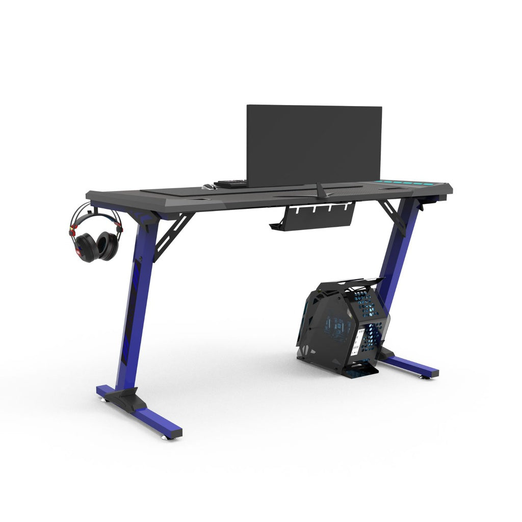 RGB Gaming Desk Z Shape Blue 140cm EK-GD-108-AL