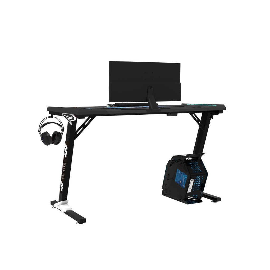 RGB Gaming Desk Z Shape Black 140cm EK-GD-107-AL