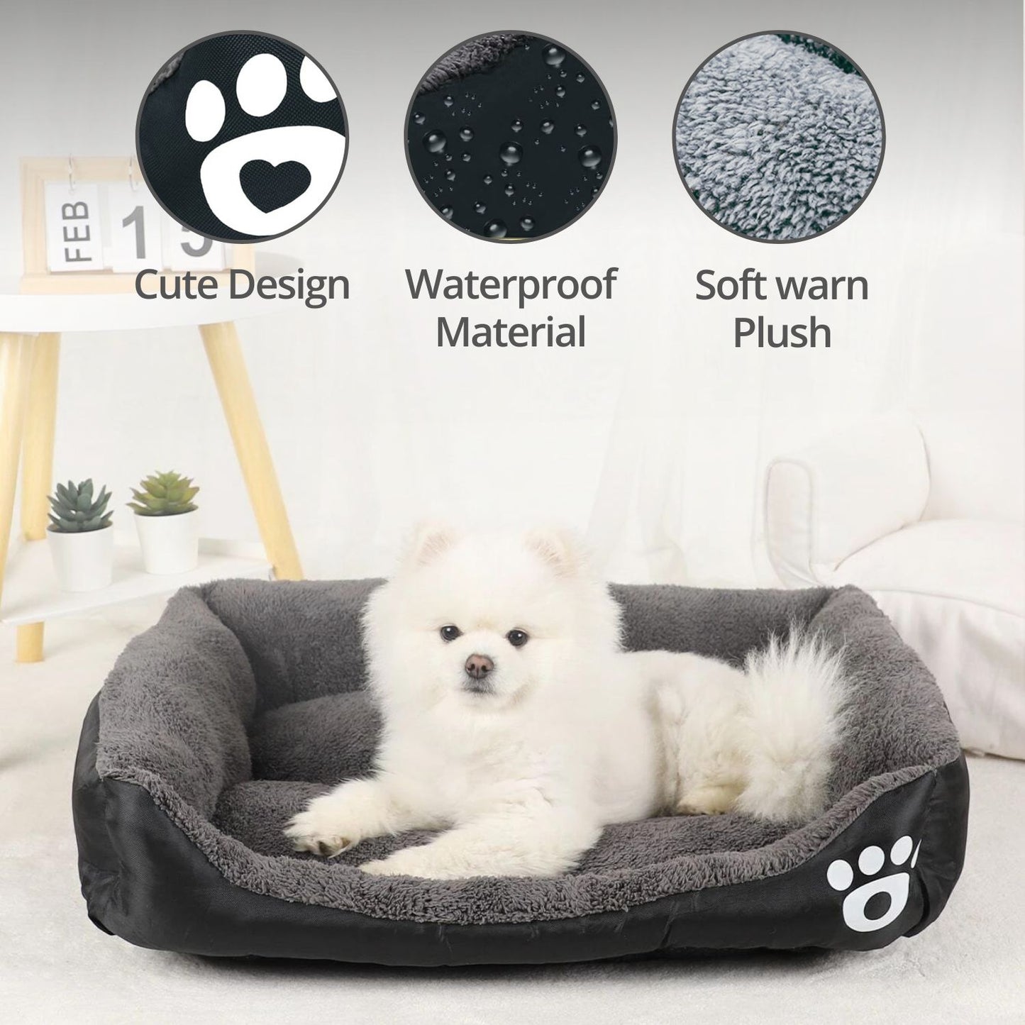 Pet Bed Square XL Size (Black+Dark Grey) FI-PB-303-XL