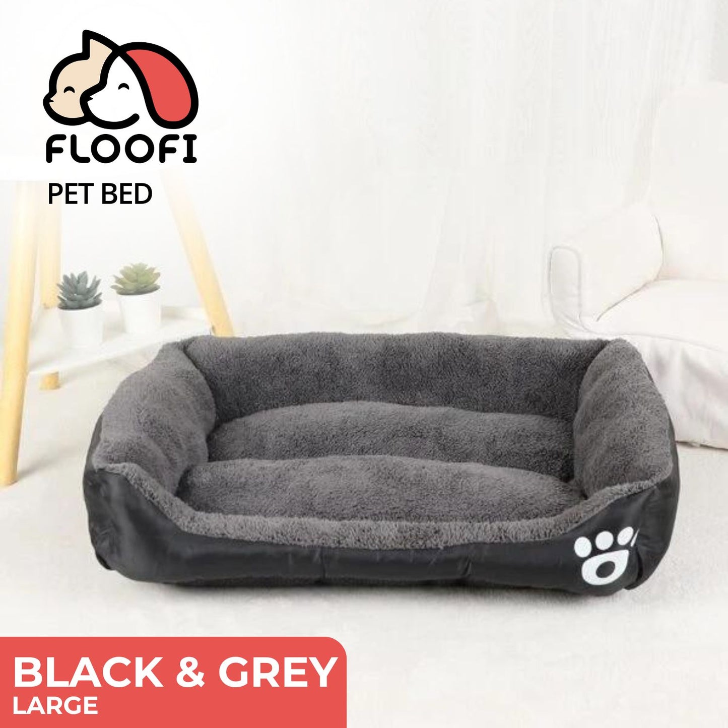 Pet Bed Square L Size (Black+Dark Grey) FI-PB-304-XL