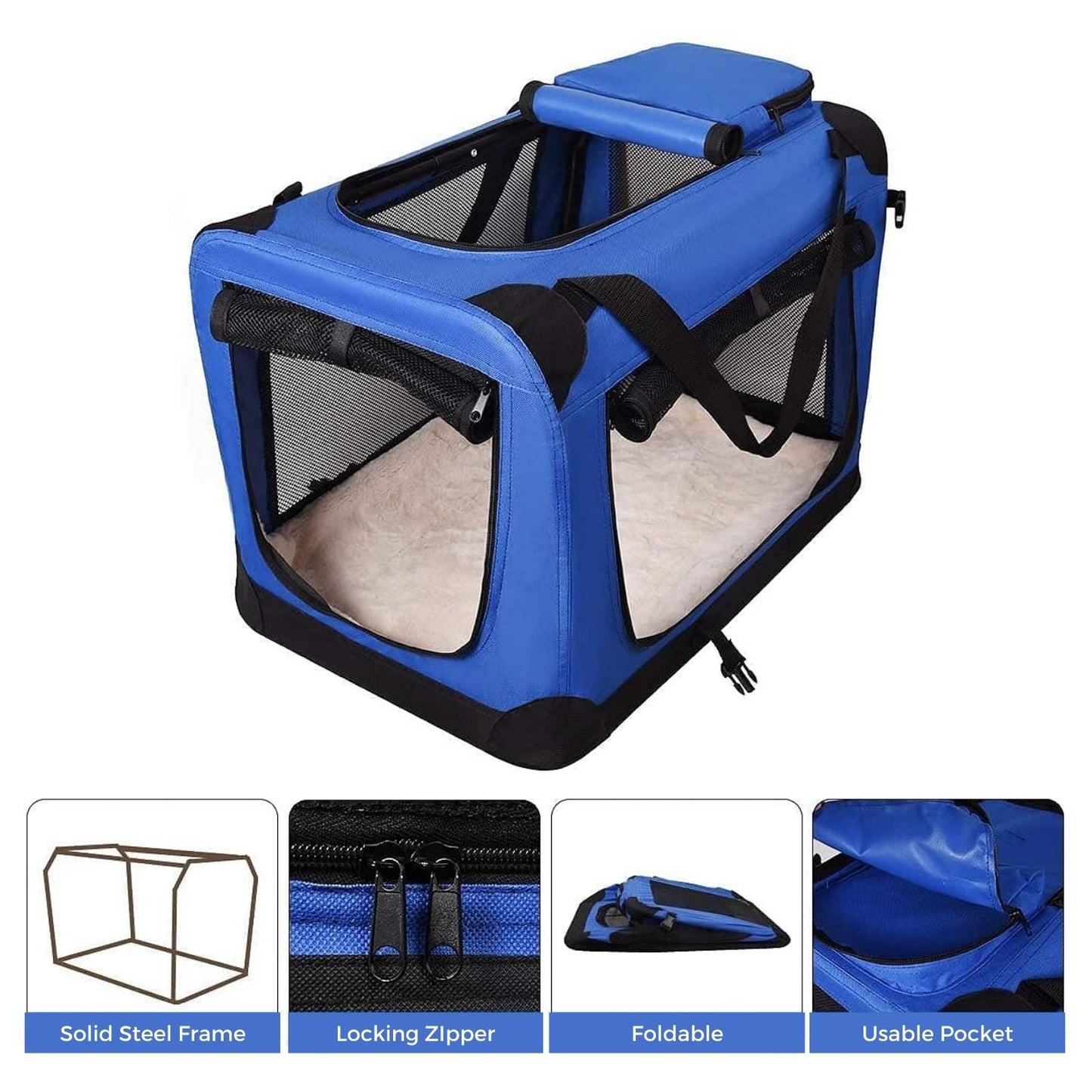 Portable Pet Carrier-Model 1-M Size (Blue) FI-PC-144-KPT