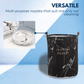 Laundry Basket Round Foldable Grey Marble