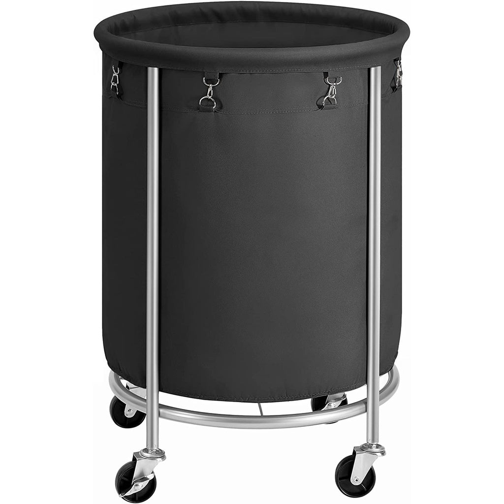 Laundry Basket with Wheels with Steel Frame and Removable Bag Black RLS001B01