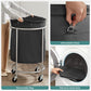 Laundry Basket with Wheels with Steel Frame and Removable Bag Black RLS001B01