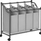 Laundry Basket with 4 Removable Laundry Bin on Wheels Gray LSF005GS
