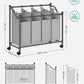 Laundry Basket with 4 Removable Laundry Bin on Wheels Gray LSF005GS