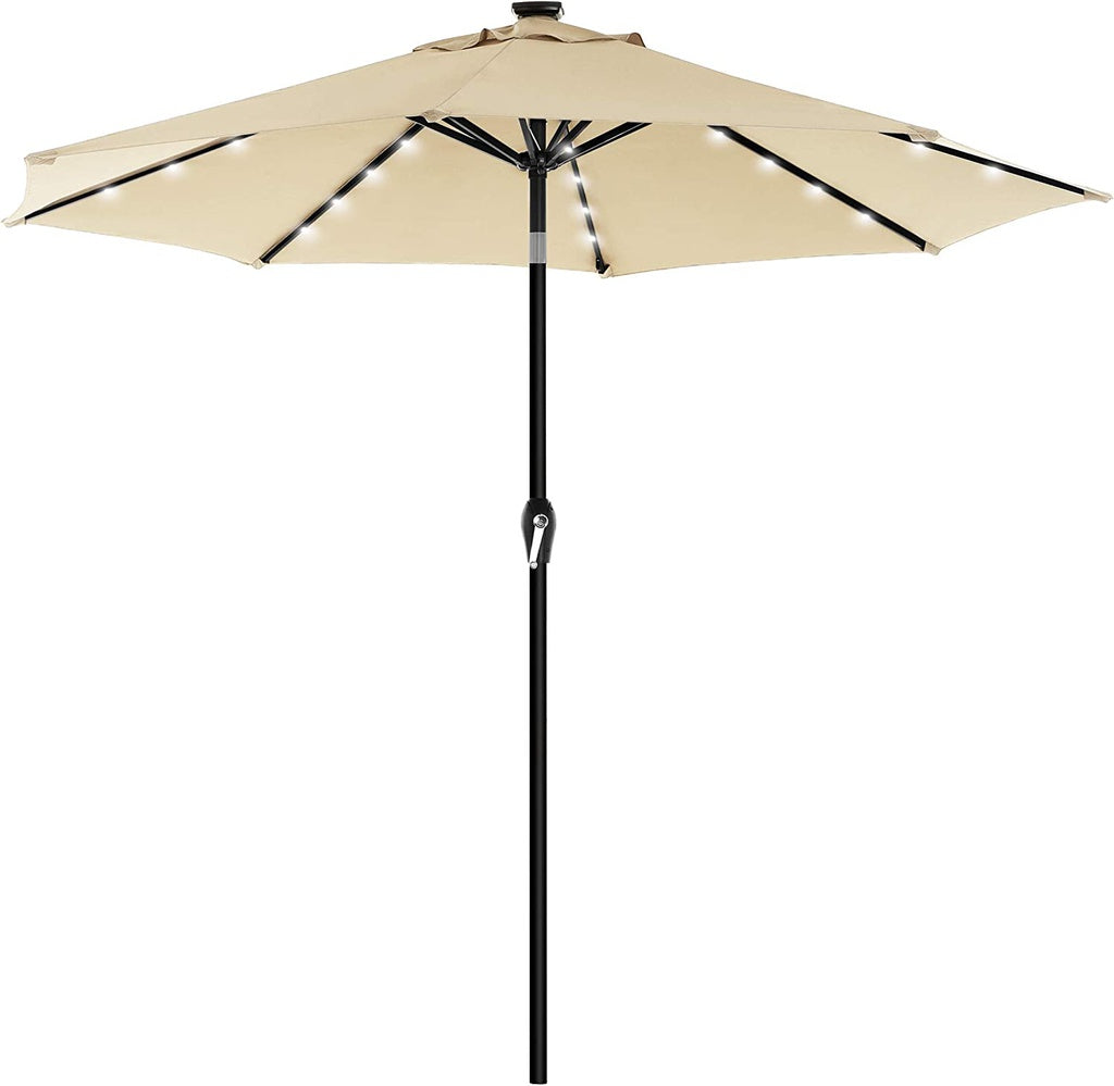 3m Solar Lighted Outdoor Patio Umbrella Cream