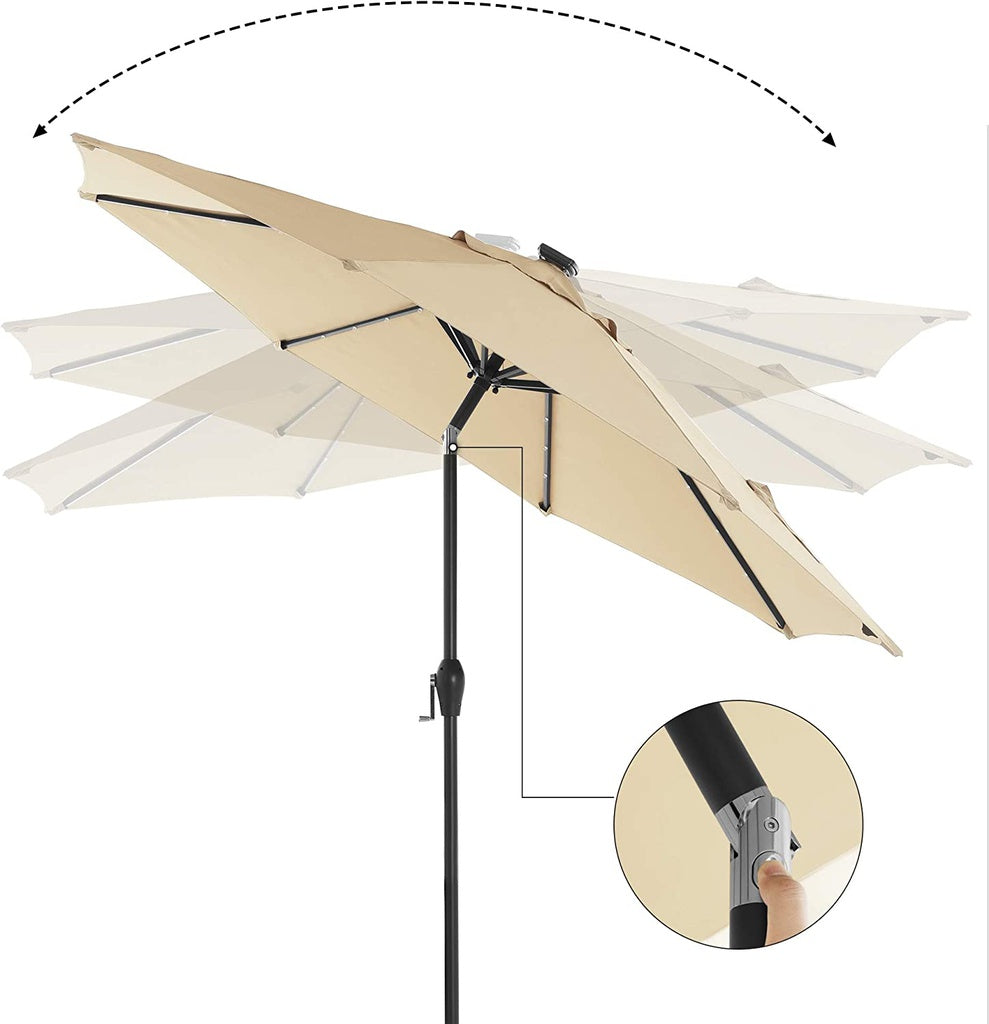 3m Solar Lighted Outdoor Patio Umbrella Cream