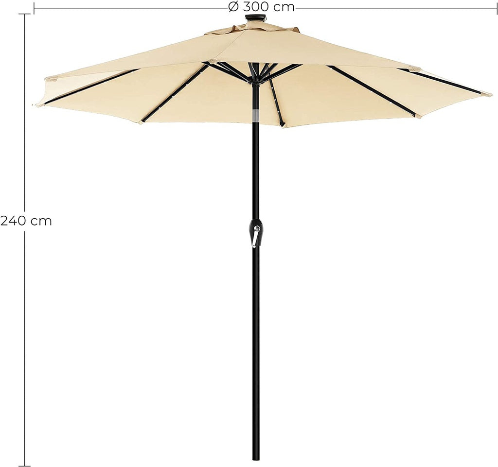 3m Solar Lighted Outdoor Patio Umbrella Cream