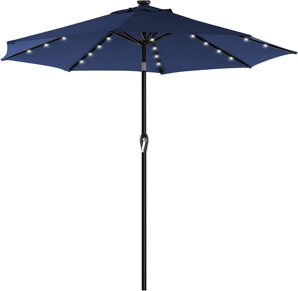 2.7m Solar Lighted Outdoor Patio Umbrella Navy Blue