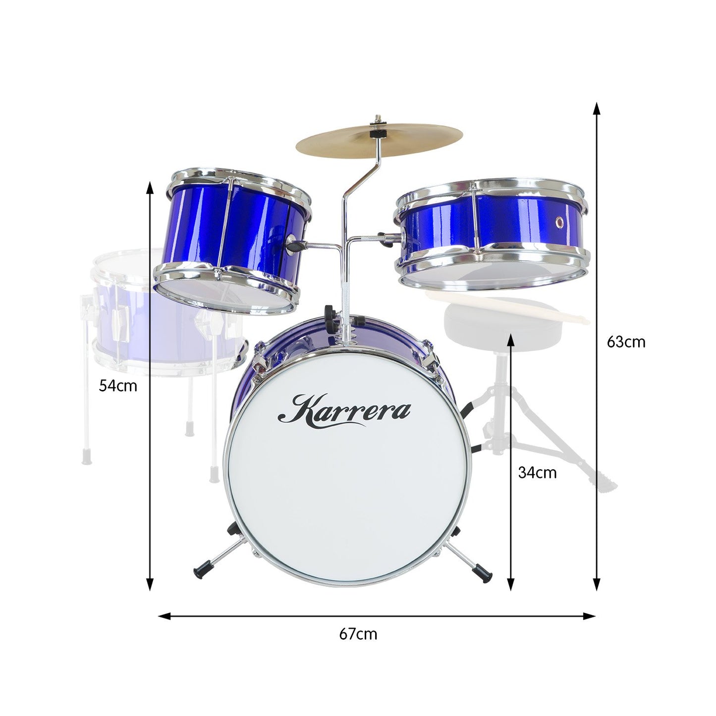 Children's 4pc Drum Kit - Blue