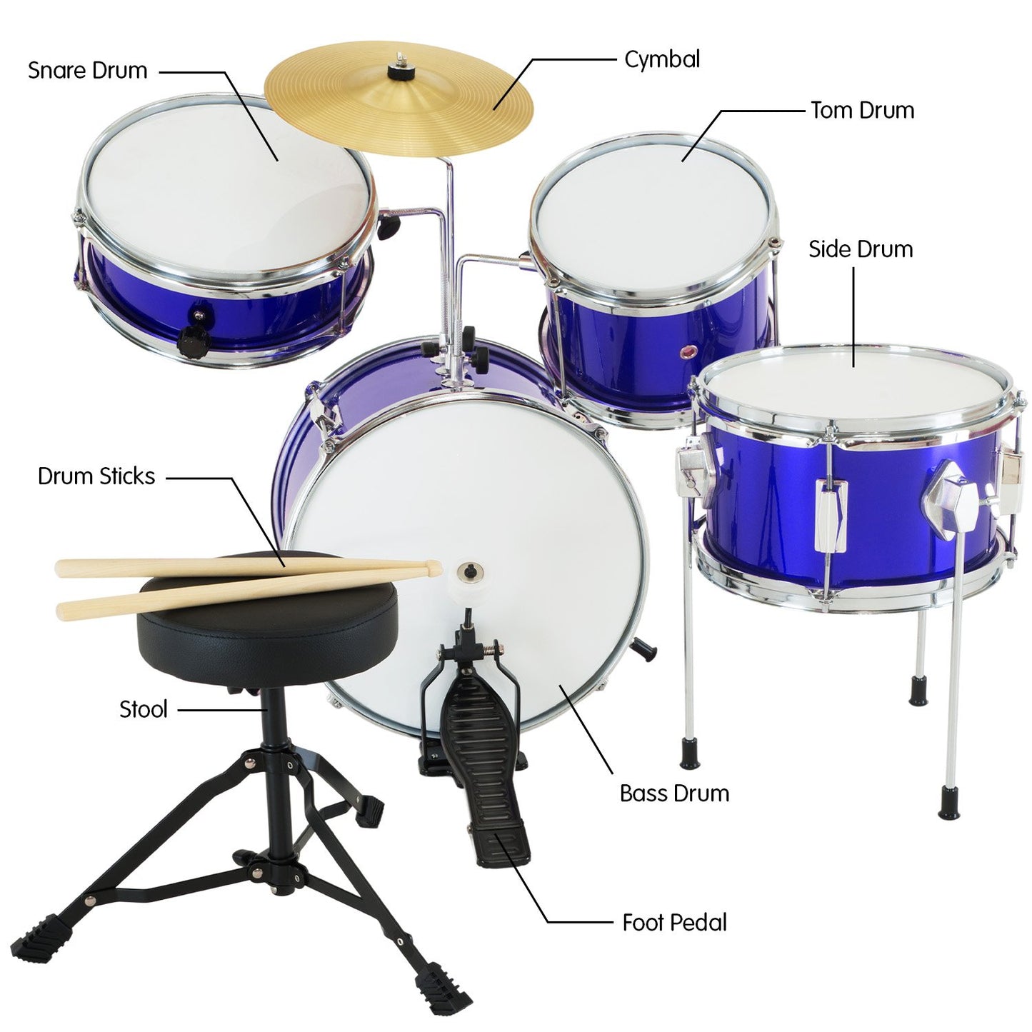 Children's 4pc Drum Kit - Blue