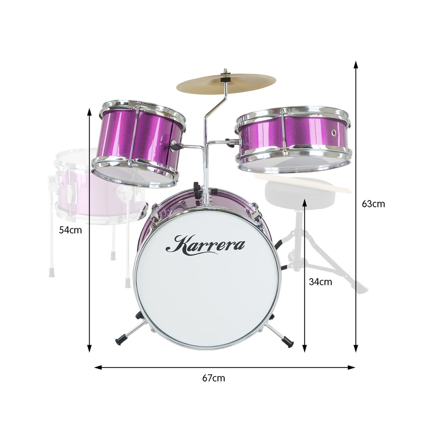 Children's 4pc Drum Kit - Purple