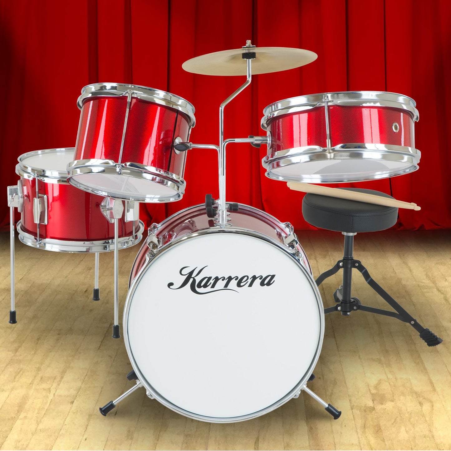 Children's 4pc Drum Kit - Red