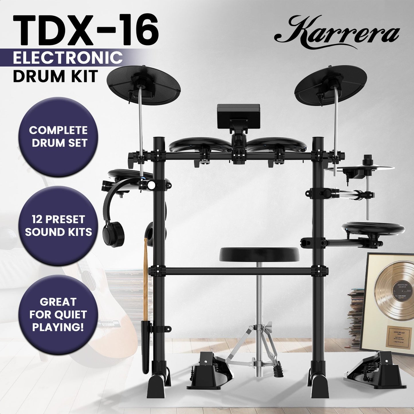 DX-16 Electronic Drum Kit with Pedals