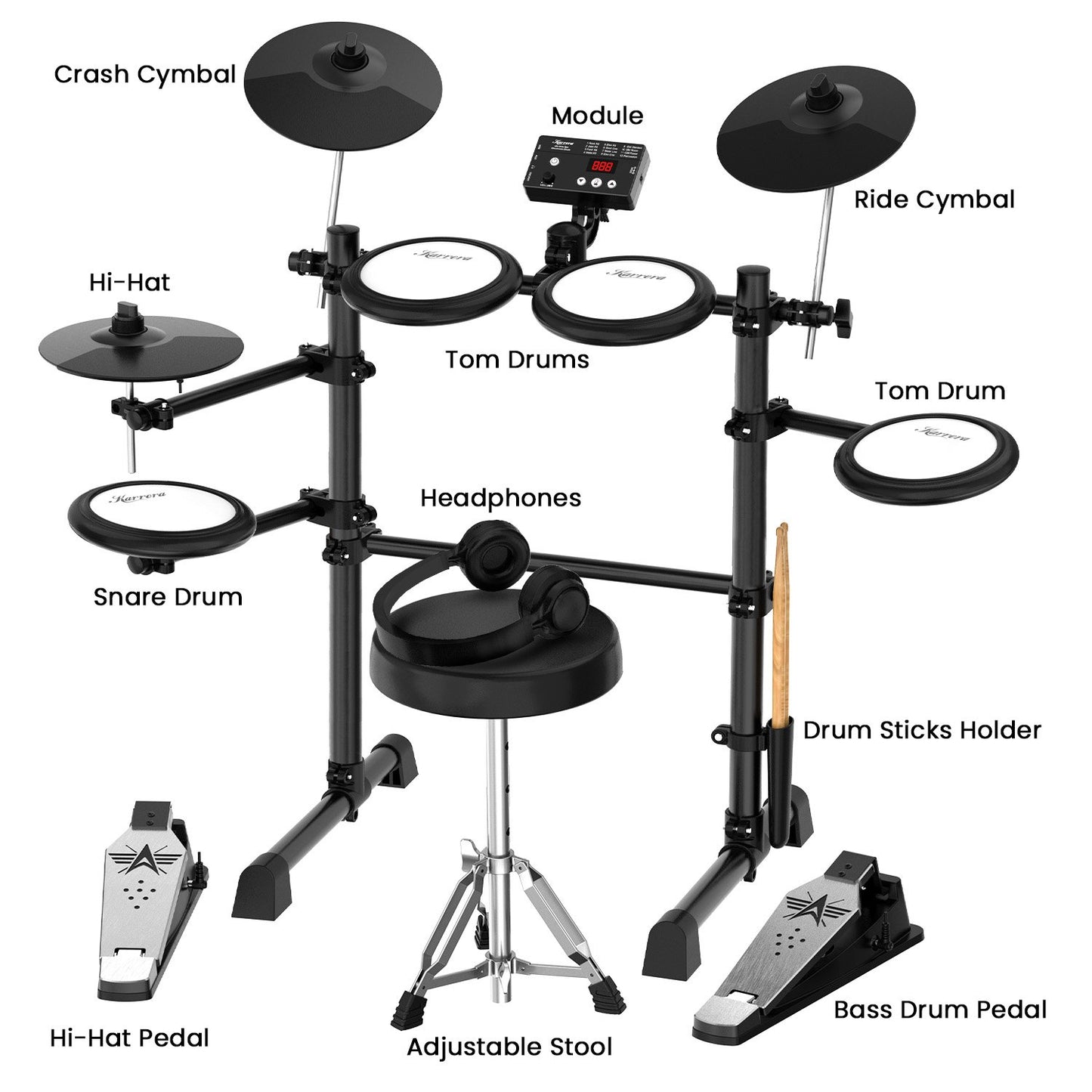 DX-16 Electronic Drum Kit with Pedals