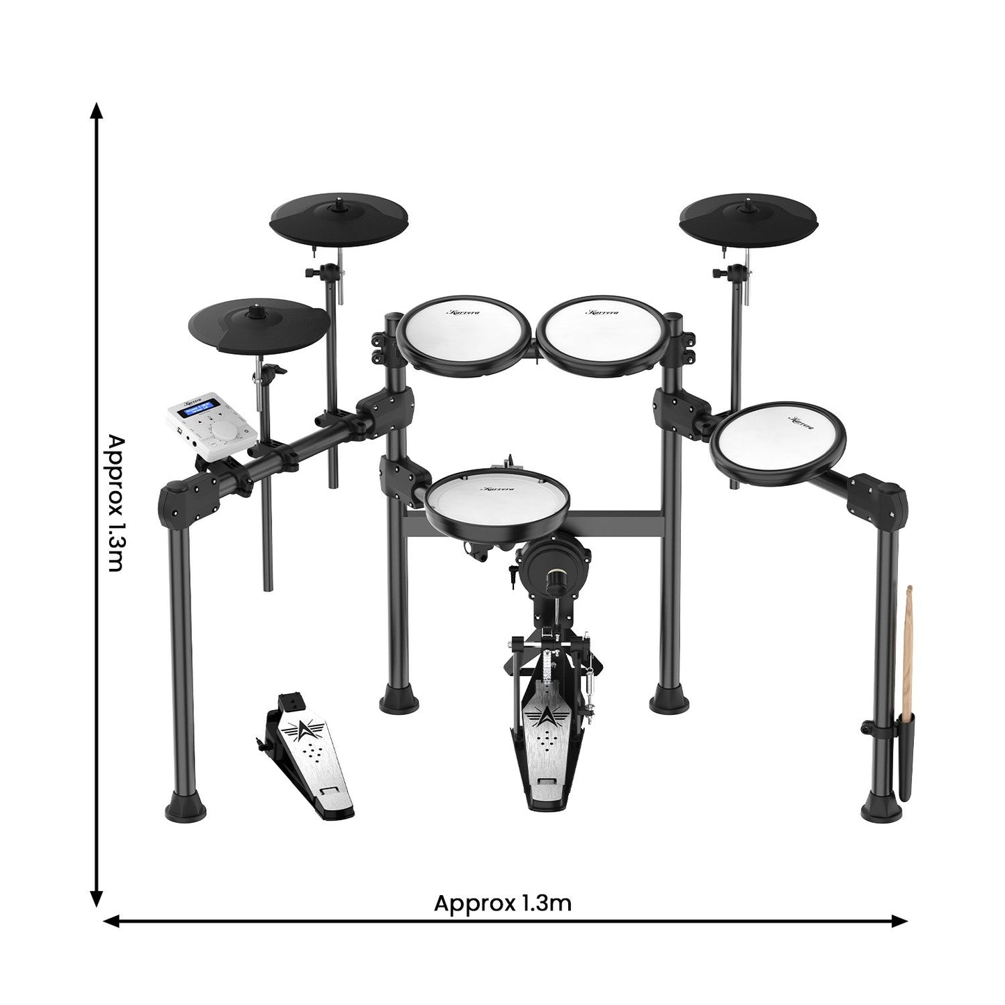 X23 Electronic Drum Kit With Quiet Mesh Drum Heads, Editable Sound Kits, Kick Pedal And Silicone Kick Drum, Usb Midi And 420 Sound