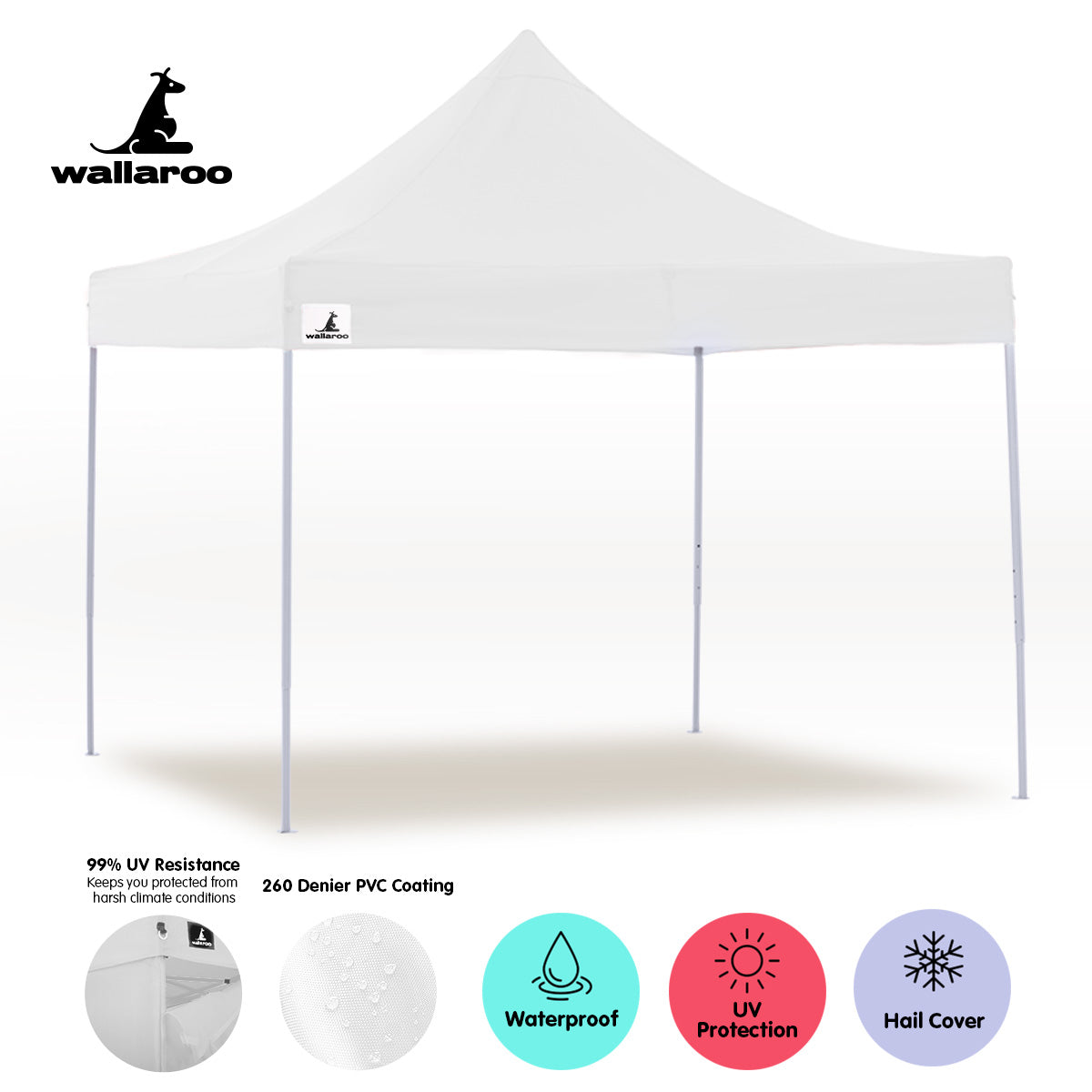 Gazebo Tent Marquee 3x3 PopUp Outdoor Wallaroo White